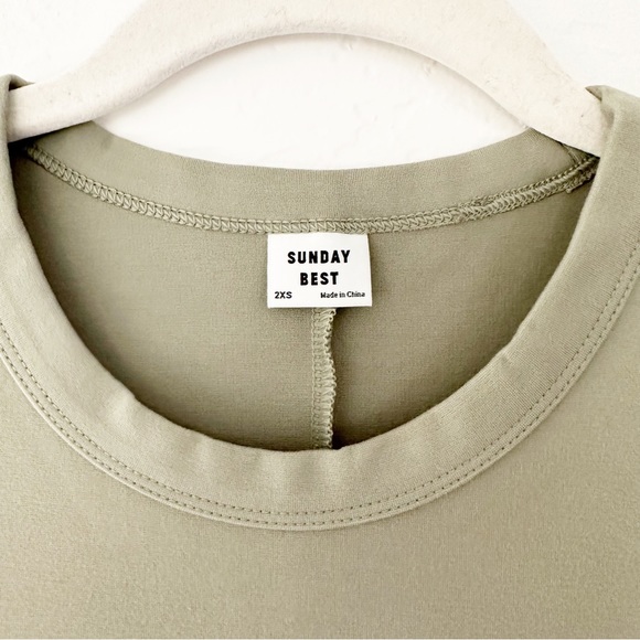 Aritzia Sunday Best Callie Seagrass Green Bodycon T-Shirt Mini Dress NWT | 2XS - Picture 5 of 8